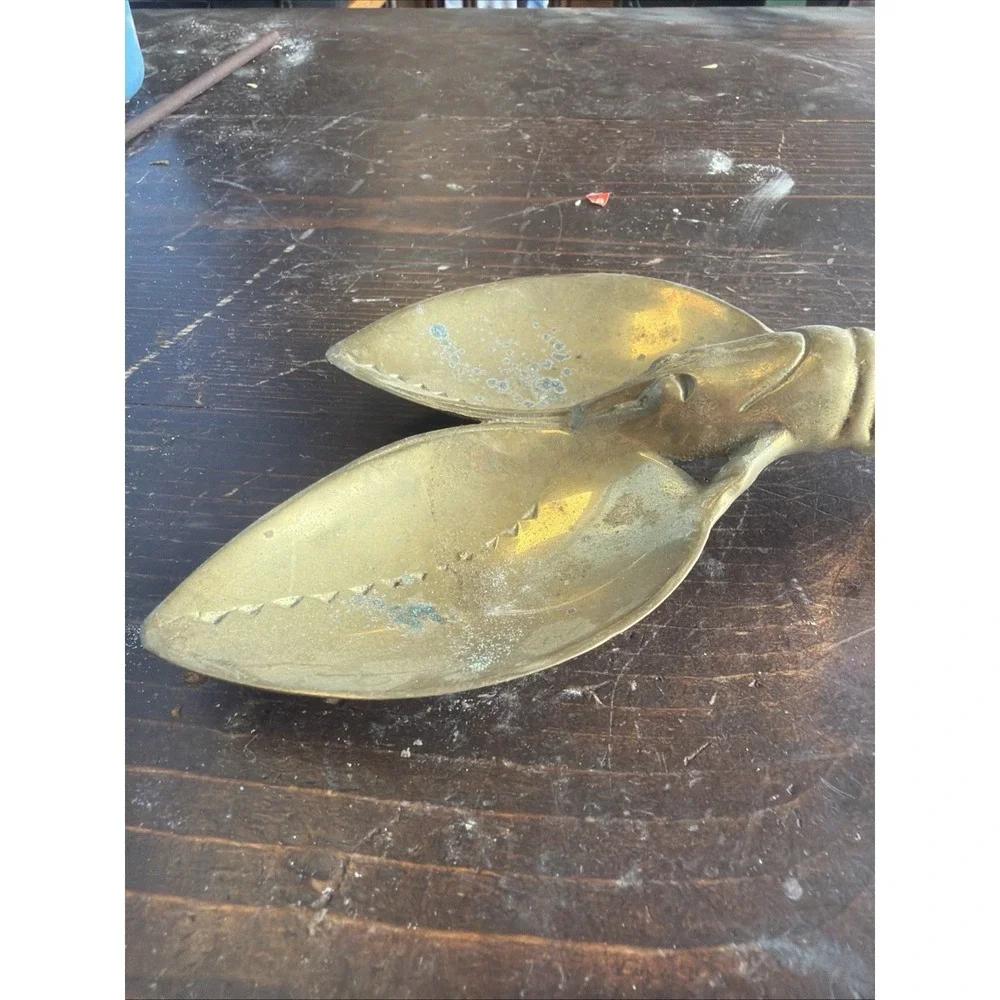 Vintage Brass Lobster Ashtray Dish 7
